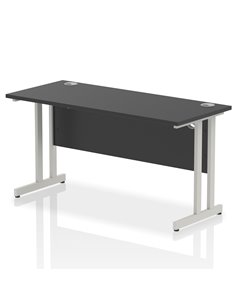 Dynamic Impulse 1400 x 600mm Straight Office Desk Black Top Silver Cantilever Leg I004338