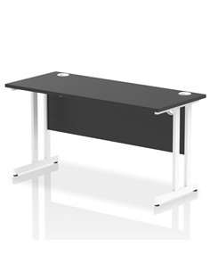 Dynamic Impulse 1400 x 600mm Straight Office Desk Black Top White Cantilever Leg I004339