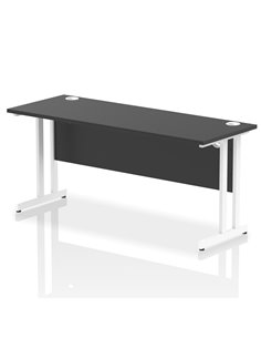 Dynamic Impulse 1600 x 600mm Straight Office Desk Black Top White Cantilever Leg I004342