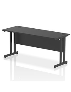 Dynamic Impulse 1600 x 600mm Straight Office Desk Black Top Black Cantilever Leg I004343