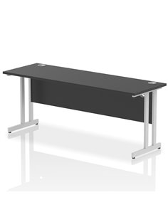 Dynamic Impulse 1800 x 600mm Straight Office Desk Black Top Silver Cantilever Leg I004344