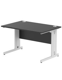 Dynamic Impulse 1200 x 800mm Straight Office Desk Black Top Silver Cable Managed Leg I004347
