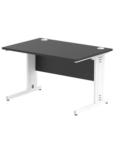 Dynamic Impulse 1200 x 800mm Straight Office Desk Black Top White Cable Managed Leg I004348