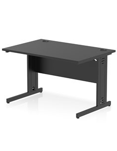 Dynamic Impulse 1200 x 800mm Straight Office Desk Black Top Black Cable Managed Leg I004349