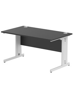 Dynamic Impulse 1400 x 800mm Straight Office Desk Black Top Silver Cable Managed Leg I004350