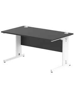 Dynamic Impulse 1400 x 800mm Straight Office Desk Black Top White Cable Managed Leg I004351