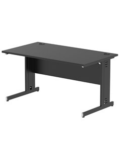 Dynamic Impulse 1400 x 800mm Straight Office Desk Black Top Black Cable Managed Leg I004352