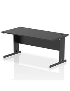 Dynamic Impulse 1600 x 800mm Straight Office Desk Black Top Black Cable Managed Leg I004355