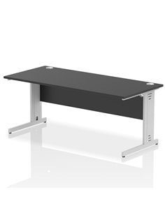 Dynamic Impulse 1800 x 800mm Straight Office Desk Black Top Silver Cable Managed Leg I004356