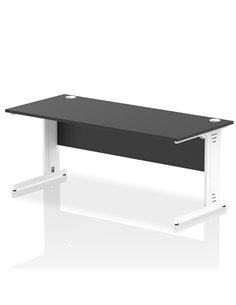 Dynamic Impulse 1800 x 800mm Straight Office Desk Black Top White Cable Managed Leg I004357