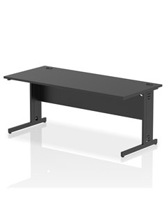 Dynamic Impulse 1800 x 800mm Straight Office Desk Black Top Black Cable Managed Leg I004358