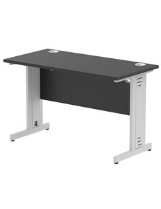 Dynamic Impulse 1200 x 600mm Straight Office Desk Black Top Silver Cable Managed Leg I004359