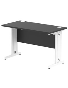 Dynamic Impulse 1200 x 600mm Straight Office Desk Black Top White Cable Managed Leg I004360