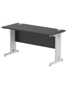 Dynamic Impulse 1400 x 600mm Straight Office Desk Black Top Silver Cable Managed Leg I004362