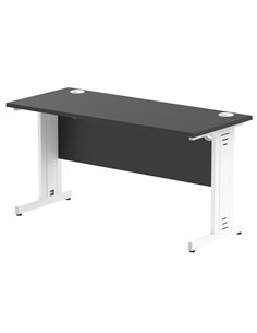 Dynamic Impulse 1400 x 600mm Straight Office Desk Black Top White Cable Managed Leg I004363