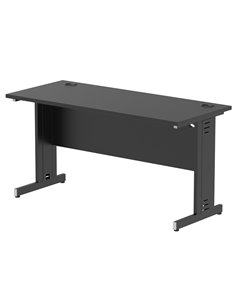 Dynamic Impulse 1400 x 600mm Straight Office Desk Black Top Black Cable Managed Leg I004364