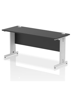 Dynamic Impulse 1600 x 600mm Straight Office Desk Black Top Silver Cable Managed Leg I004365