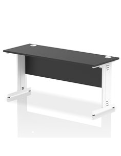 Dynamic Impulse 1600 x 600mm Straight Office Desk Black Top White Cable Managed Leg I004366