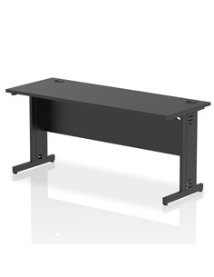Dynamic Impulse 1600 x 600mm Straight Office Desk Black Top Black Cable Managed Leg I004367