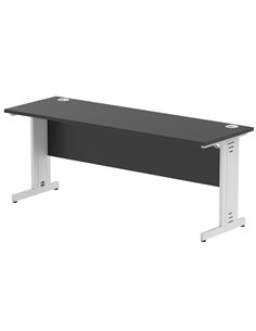 Dynamic Impulse 1800 x 600mm Straight Office Desk Black Top Silver Cable Managed Leg I004368