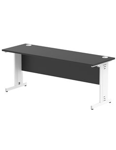 Dynamic Impulse 1800 x 600mm Straight Office Desk Black Top White Cable Managed Leg I004369