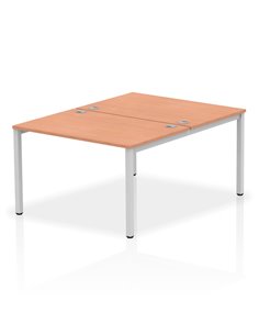 Dynamic Impulse Bench B2B 2 Person 1200 Silver Frame Office Bench Desk Beech IB00100