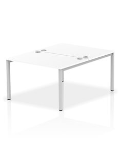 Dynamic Impulse Bench B2B 2 Person 1200 Silver Frame Office Bench Desk White IB00105