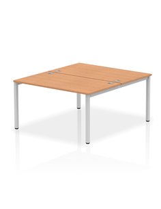 Dynamic Impulse Bench B2B 2 Person 1400 Silver Frame Office Bench Desk Oak IB00115