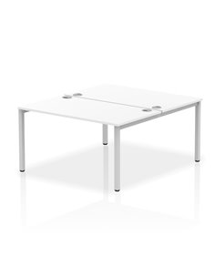 Dynamic Impulse Bench B2B 2 Person 1400 Silver Frame Office Bench Desk White IB00117