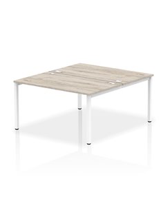 Dynamic Impulse Bench B2B 2 Person 1400 White Frame Office Bench Desk Grey Oak IB00119