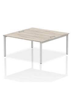 Dynamic Impulse Bench B2B 2 Person 1600 Silver Frame Office Bench Desk Grey Oak IB00125