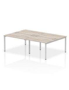 Dynamic Impulse Bench B2B 4 Person 1200 Silver Frame Office Bench Desk Grey Oak IB00137