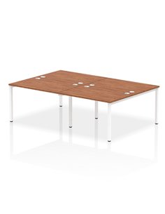 Dynamic Impulse Bench B2B 4 Person 1200 White Frame Office Bench Desk Walnut IB00146