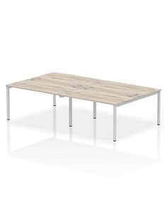 Dynamic Impulse Bench B2B 4 Person 1400 Silver Frame Office Bench Desk Grey Oak IB00149