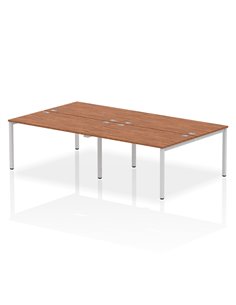 Dynamic Impulse Bench B2B 4 Person 1400 Silver Frame Office Bench Desk Walnut IB00152