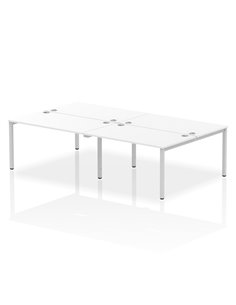 Dynamic Impulse Bench B2B 4 Person 1400 Silver Frame Office Bench Desk White IB00153