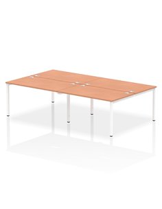 Dynamic Impulse Bench B2B 4 Person 1400 White Frame Office Bench Desk Beech IB00154