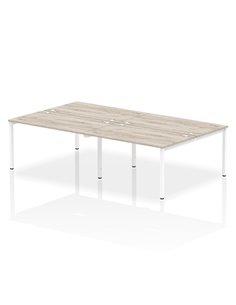 Dynamic Impulse Bench B2B 4 Person 1400 White Frame Office Bench Desk Grey Oak IB00155