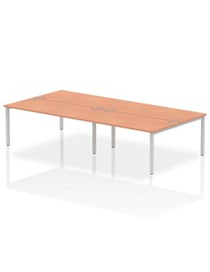 Dynamic Impulse Bench B2B 4 Person 1600 Silver Frame Office Bench Desk Beech IB00160