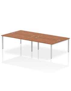 Dynamic Impulse Bench B2B 4 Person 1600 Silver Frame Office Bench Desk Walnut IB00164