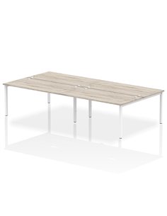 Dynamic Impulse Bench B2B 4 Person 1600 White Frame Office Bench Desk Grey Oak IB00167