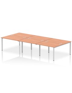 Dynamic Impulse Bench B2B 6 Person 1200 Silver Frame Office Bench Desk Beech IB00172