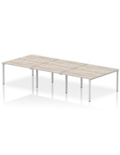 Dynamic Impulse Bench B2B 6 Person 1200 Silver Frame Office Bench Desk Grey Oak IB00173