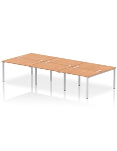 Dynamic Impulse Bench B2B 6 Person 1200 Silver Frame Office Bench Desk Oak IB00175