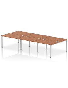 Dynamic Impulse Bench B2B 6 Person 1200 Silver Frame Office Bench Desk Walnut IB00176