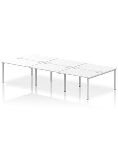 Dynamic Impulse Bench B2B 6 Person 1200 Silver Frame Office Bench Desk White IB00177