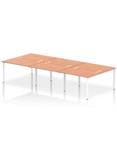 Dynamic Impulse Bench B2B 6 Person 1200 White Frame Office Bench Desk Beech IB00178