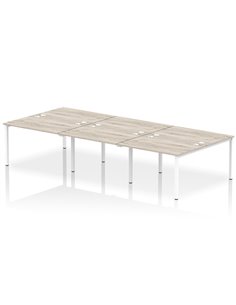 Dynamic Impulse Bench B2B 6 Person 1200 White Frame Office Bench Desk Grey Oak IB00179
