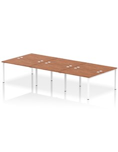 Dynamic Impulse Bench B2B 6 Person 1200 White Frame Office Bench Desk Walnut IB00182