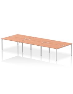 Dynamic Impulse Bench B2B 6 Person 1400 Silver Frame Office Bench Desk Beech IB00184